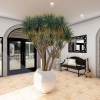 lobby with high ceilings and modern decor